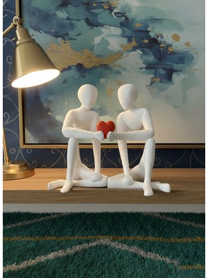 Piccomino Romantik Aşık Çift Heykeli - Yıl Dönümü ve Doğum Günü Hediyelik Biblo