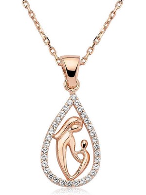 Tienda Elegante Gümüş Damla Anne Çocuk Kolyesi