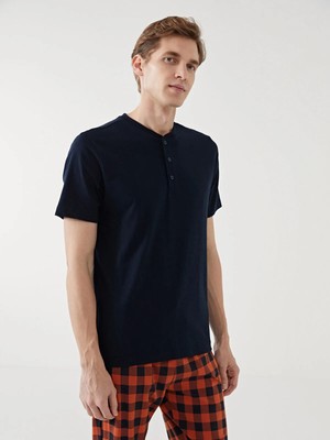 Lc Waikiki Yeni Sezon Bisiklet Yaka Kısa Kollu Erkek Pijama Üst