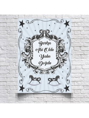 Reysa Tasarım Gri Oyuncak Deseli Baby Shower Afişi 100X150 cm