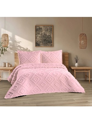 LUSSO Iskandinav Jasmin Pudra Çift Kişilik Yatak Örtüsü 250X260 ve 2 Adet Yastık Kılıfı