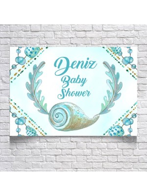 Reysa Tasarım Mavi Salangoz Temalı Baby Shower Afişi 70X100 cm