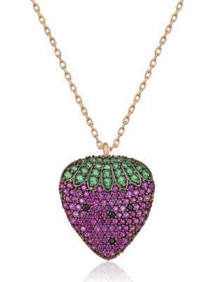 Tienda Elegante Gümüş Rose Çilek Bayan Kolye