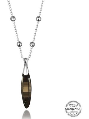 Fm Swarovski Crystal Taşlı Top Zincir Çubuk Gümüş Kadın Kolye