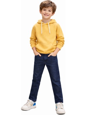 İrem Çocuk Giyim Erkek Çocuk Lacivert Renk Beli Lastik Ayarlamalı Fermuar Kapamalı Kot Pantolon 3478