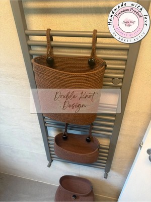 Double Knot Design 3lü Organizer Tress Çok Amaçlı Düzenleyici Sepet Havlupan Banyo Dekoratif