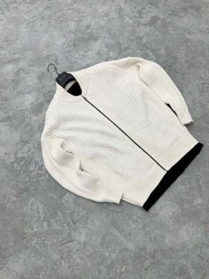 Fermuarlı Selanik Örgü Triko Hırka - Ekru