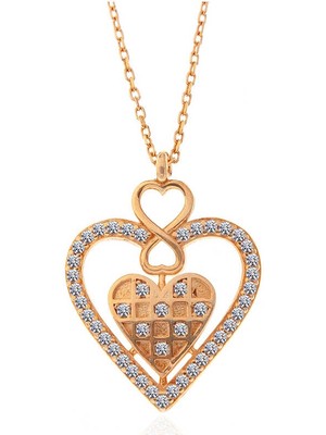 Tienda Elegante Gümüş Rose Kalp Sonsuzluk Kadın Kolye