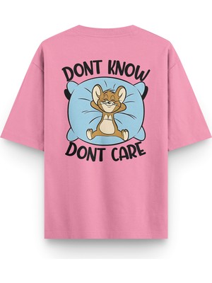 Overoz Tom & Jerry Sırt Baskılı Yarı Oversize Unisex Pembe Tshirt 1381