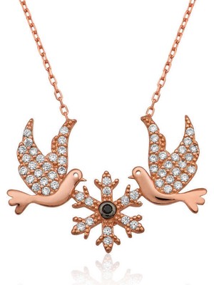 Tienda Elegante Gümüş Aşk Kuşları Kolye