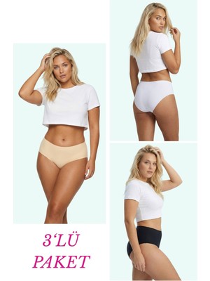 New Lilla 308 Yüksek Bel Kadın Dikişsiz Lazer Bato 3'lü Külot Paketi