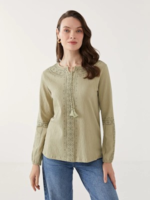 Lc Waikiki Yeni Sezon Bağlamalı Yaka Çiçekli Kadın Bluz