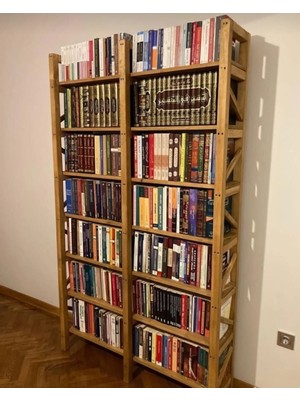 CopperWood Ahşap Yedi Raflı Masif Ahşap Kitaplık Montessori