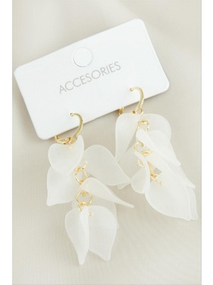 Zero Land Snmswrld Yaprak Yeni Sezon Küpe - Beyaz