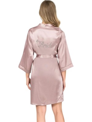 Hayat Store Arias Closet Vizon Kısa Saten Bride Sabahlık