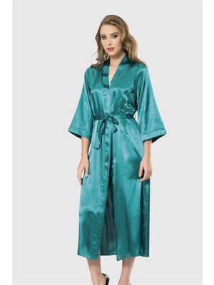 Hayat Store Arias Closet Zümrüt Uzun Saten Sabahlık