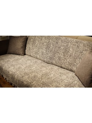 Pueblo Taş Desen Gri Koltuk Örtüsü