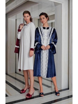 Tudik Collection Jar Pierre 228 Kadife Gecelik Sabahlık