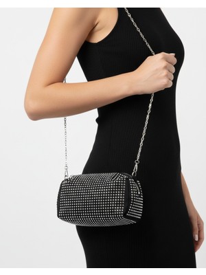 Kadın Işıltılı Taş Detaylı Ayarlanabilir Çift Askılı Şık El ve Omuz Mini Çanta (Abiye & Günlük)