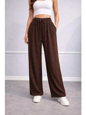 İnce Moda Giyim Kadın Yüksek Bel Bol Paça Pantolon – Lastikli Salaş Model (Çok Renkli)