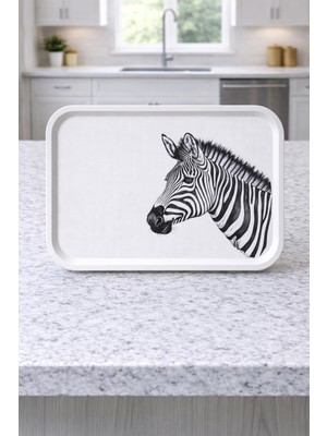 Zucci Home Animal Collection | Zebra | Sunum Tepsisi 29,5 x 41,5  cm | Dekoratif & Şık Servis Tepsisi