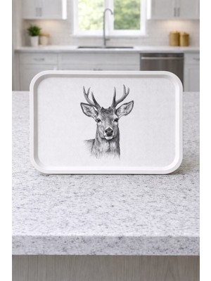 Zucci Home Animal Collection | Deer | Sunum Tepsisi 29,5 x 41,5  cm | Dekoratif & Şık Servis Tepsisi