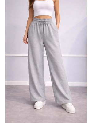 İnce Moda Giyim Kadın Yüksek Bel Bol Paça Pantolon – Lastikli Salaş Model (Çok Renkli)