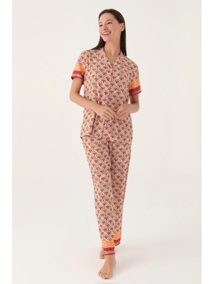 Tudik Collection Pierre Cardin PC8823-S Kadın Gömlek Yaka Pijama Takımı