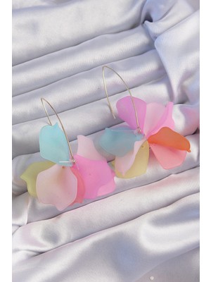 Luz&Pos Pirinç Karışık Renkli Flora Küpe