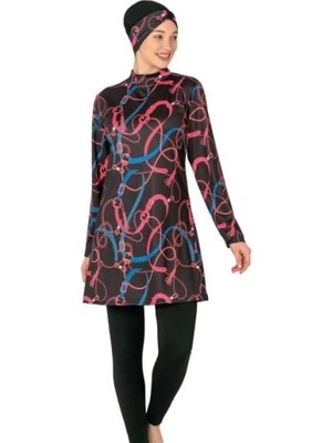 Tudik Collection Fantasy 3408  Bayan Desenli Tesettür Mayo