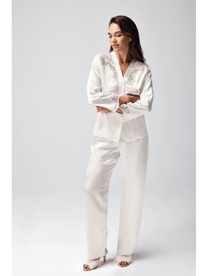 Tudik Collection Freshness 9950-PT Saten Dantel Detaylı Pijama Takımı