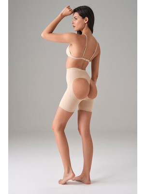 Beruflic Kadın Ten Dikişsiz Popo Açık Kalça Dikleştirici Kısa Tayt Şort 8303