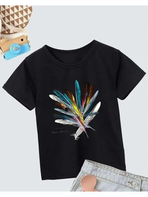 Luz&Pos Kız Çocuk Baskılı T-Shirt- Siyah