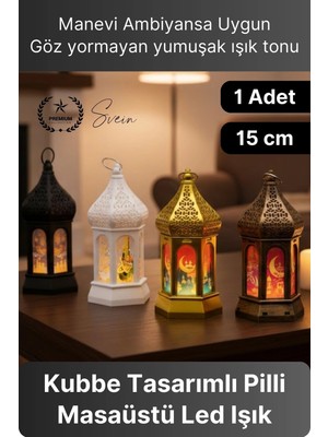 Svein #lamba LED Işıklı Dekoratif Asılabilir Plastik Fener Ambiyans Aydınlatma Kubbe Tasarım 15 cm Pilli