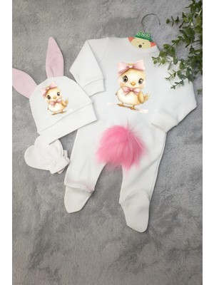 Moda Lime Isimli Civciv Temalı Bebek Tulum Seti – Organik Pamuk – Kişiye Özel Baskılı – Bebek Cildine Uygun