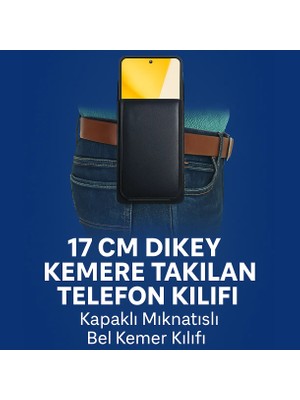 Norino Dikey Kapaklı Mıknatıslı 17 cm Kemere Takılan Suni Deri Telefon Kılıfı (17×8 Cm) MSK02
