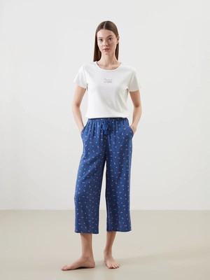 Lc Waikiki Yeni Sezon Beli Lastikli Çiçekli Kadın Kapri Pijama Altı