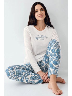 Tudik Collection Pierre Cardin 9074-S Kadın Uzun Kol Pijama Takım