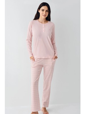 Tudik Collection Pierre Cardin 9080-X Kadın Uzun Kol Pijama Takım