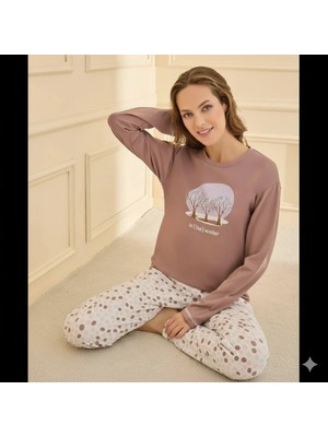 Tudik Collection Mihra 90781 Kadın Ayıcıklı Uzun Kol Pijama Takımı
