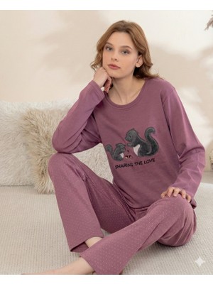 Tudik Collection Boyraz 0364 Kadın Penye Uzun Kol Pijama Takımı