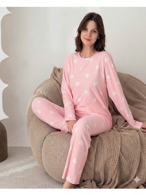 Tudik Collection Lindros 0532 Kadın Süet Uzun Kol Pijama Takımı