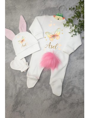 Moda Lime Isimli Kelebek Temalı Bebek Tulum Seti – Organik Pamuk – Kişiye Özel Baskılı – Bebek Cildine Uygun