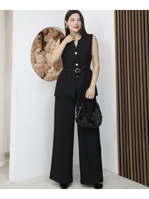 Moda Banuş Kadın Kumaş Takım Elbise -Kemer Hediyeli