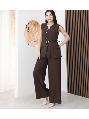 Moda Banuş Kadın Kumaş Takım Elbise -Kemer Hediyeli