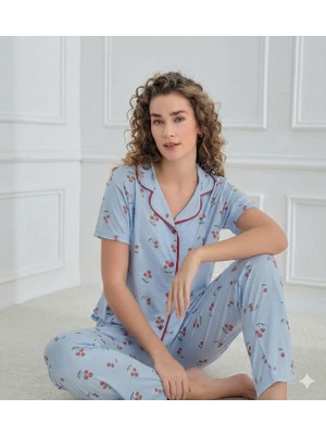 Tudik Collection Mihra 90141 Kadın Boydan Düğmeli Pijama Takımı