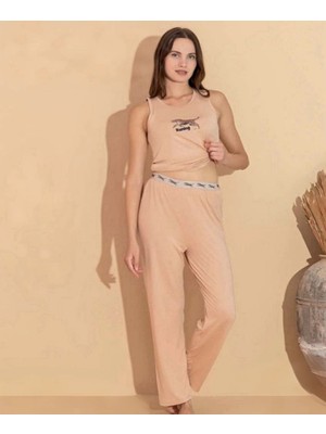 Tudik Collection Boyraz 20618 Kadın Milan Kumaş Atlet Pijama Takımı