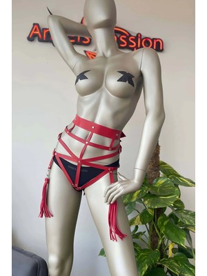 Beruflic Püskül Detaylı Şık Kırmızı Harness