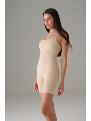 Beruflic Kadın Ten  Dikişsiz Askılı Tulum Bodysuit 12483