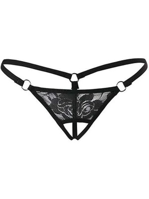 Beruflic Siyah Dantelli Özel Bölgesi Açık G-String BRF1167